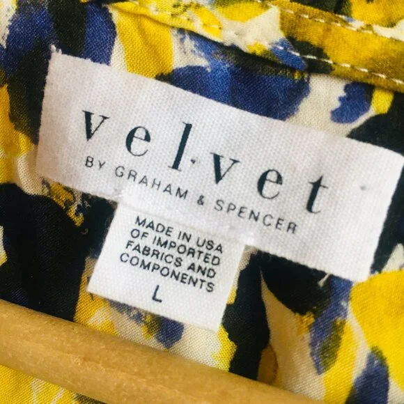 NWOT Velvet by Graham & Spencer Dress Flutter Cap Sleeve Abstract Print Yellow L - Picture 5 of 12